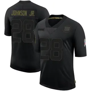 New York Giants Men's Dwayne Johnson Jr. Limited 2020 Salute To Service Retired Jersey - Black