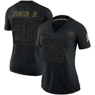 New York Giants Women's Dwayne Johnson Jr. Limited 2020 Salute To Service Jersey - Black