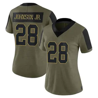 New York Giants Women's Dwayne Johnson Jr. Limited 2021 Salute To Service Jersey - Olive