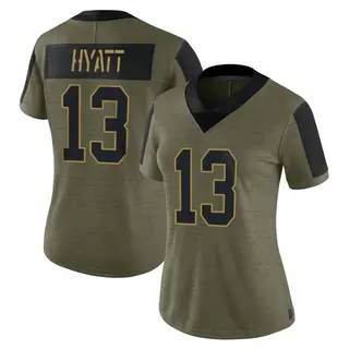 New York Giants Women's Jalin Hyatt Limited 2021 Salute To Service Jersey - Olive