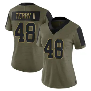 New York Giants Women's Jermaine Terry II Limited 2021 Salute To Service Jersey - Olive