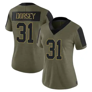 New York Giants Women's Khalil Dorsey Limited 2021 Salute To Service Jersey - Olive