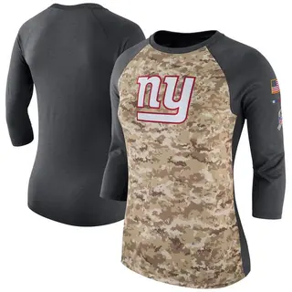 New York Giants Women's Legend Salute to Service 2017 Three-Quarter Raglan Sleeve T-Shirt - Camo/Charcoal