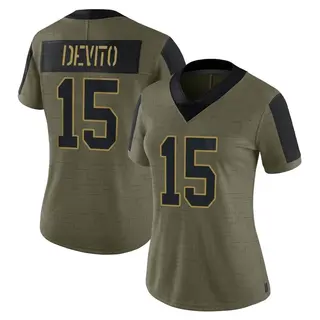 New York Giants Women's Tommy DeVito Limited 2021 Salute To Service Jersey - Olive