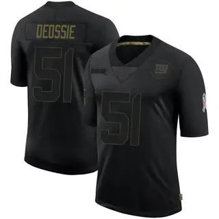 New York Giants Youth Zak DeOssie Limited 2020 Salute To Service Retired Jersey - Black